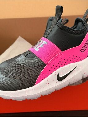 Nike Kids Baby Black & Fuschia Slip-On Flex Runner 4 TD